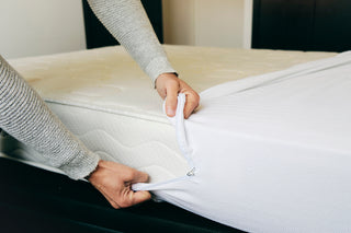 mattress protector on bed