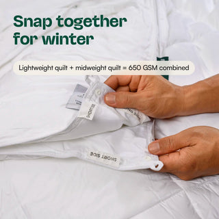 Snap the lightweight and midweight quilts together for winter