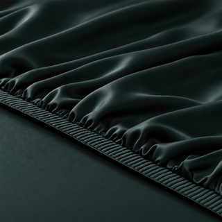 Cooling Bamboo Fitted Sheet in Midnight Pine, close-up