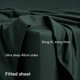 Cooling Bamboo Fitted Sheet in Midnight Pine, detail
