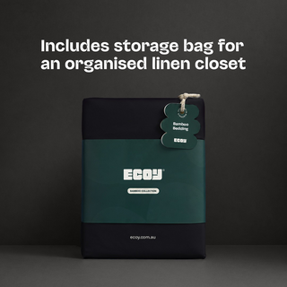 Cooling Bamboo Flat Sheet in Black, in its storage bag