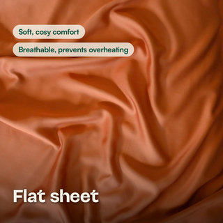 Cooling Bamboo Flat Sheet in Burnt orange, close-up
