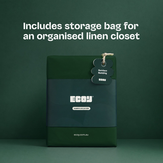 Cooling Bamboo Flat Sheet in Forest Green, in its storage bag