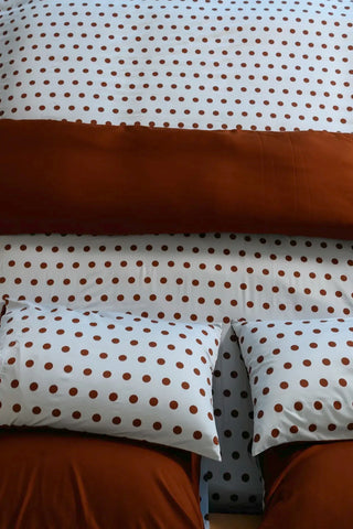 Iced Chocolate Polka bamboo bedding from overhead