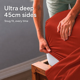 Burgundy bamboo sheet set, closeup view