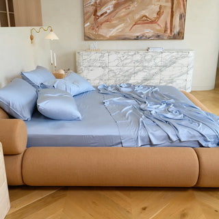 Sky bamboo sheet set, side view