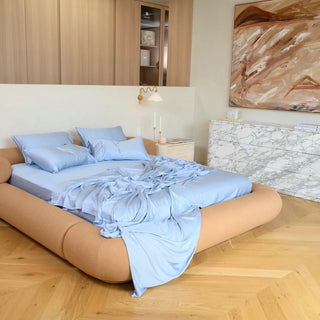 Sky bamboo sheet set, side view