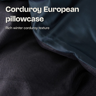 Corduroy European Pillowcase in Charcoal Corduroy, close-up