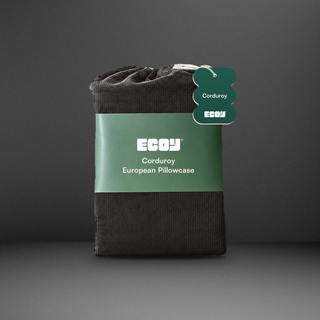Corduroy European Pillowcase in Charcoal Corduroy, in its storage bag
