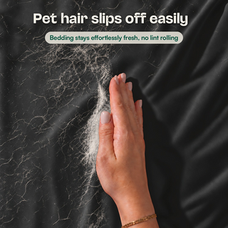 Fur-friendly Bamboo Flat Sheet in Black, close-up