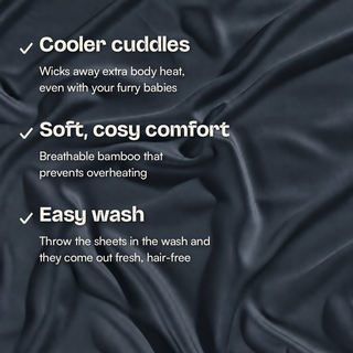 Fur-friendly Bamboo Flat Sheet in Charcoal, close-up