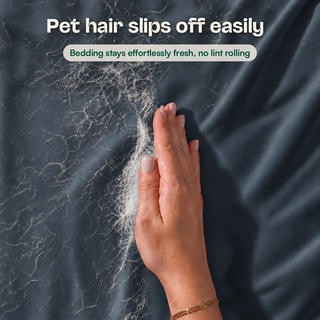 Fur-friendly Bamboo Flat Sheet in Charcoal, close-up
