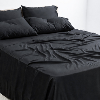 Fur-friendly Bamboo Flat Sheet in Charcoal, side view