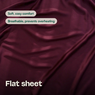 Fur-friendly Bamboo Flat Sheet in Eggplant, close-up