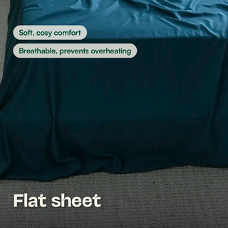 Fur-friendly Bamboo Flat Sheet in Reef Teal, close-up