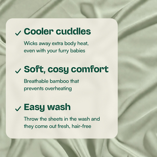Fur-friendly Bamboo Flat Sheet in Sage, close-up