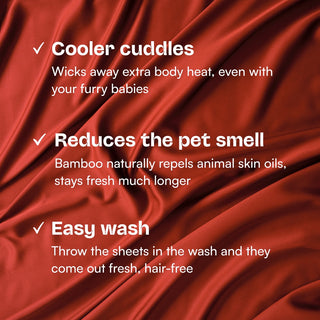 Burgundy fur-friendly bamboo sheet set, closeup view