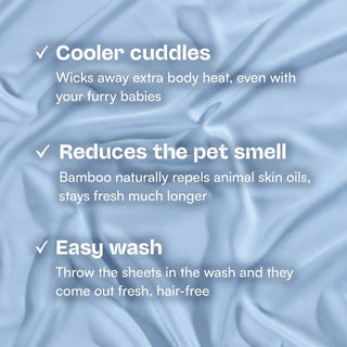 Sky fur-friendly bamboo sheet set, closeup view