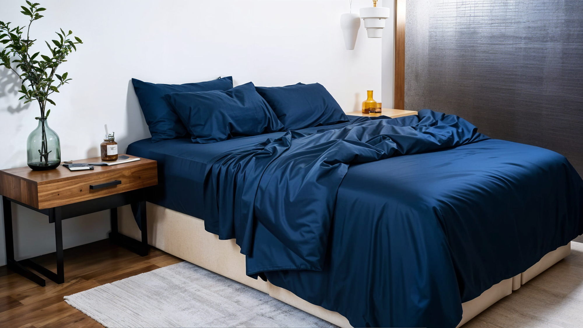 High-quality lifestyle shot of bed, may include person sleeping peacefully