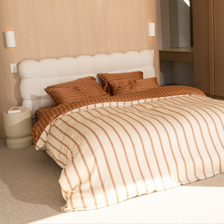 Malt / Caramel Stripe Cooling Bamboo Reversible Quilt Cover