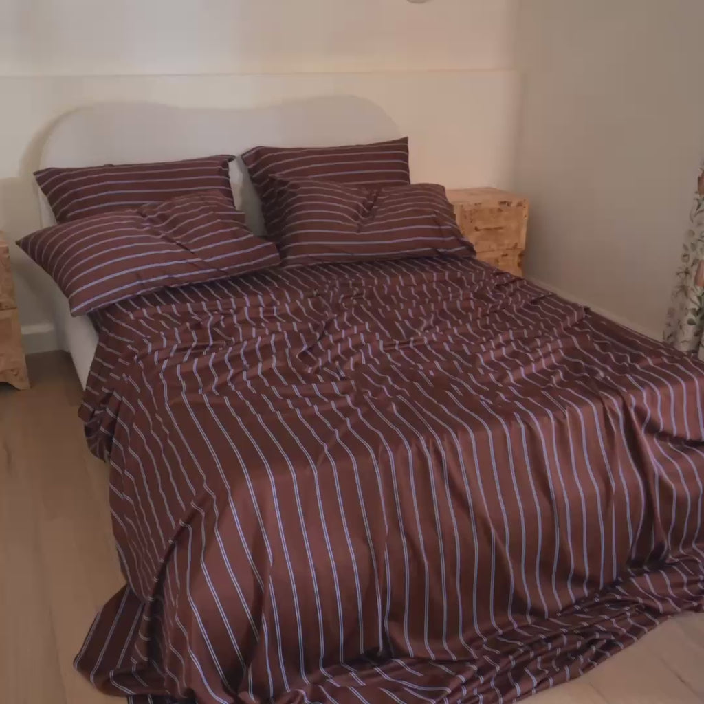 Chocolate and Iced Stripe bamboo bedding video