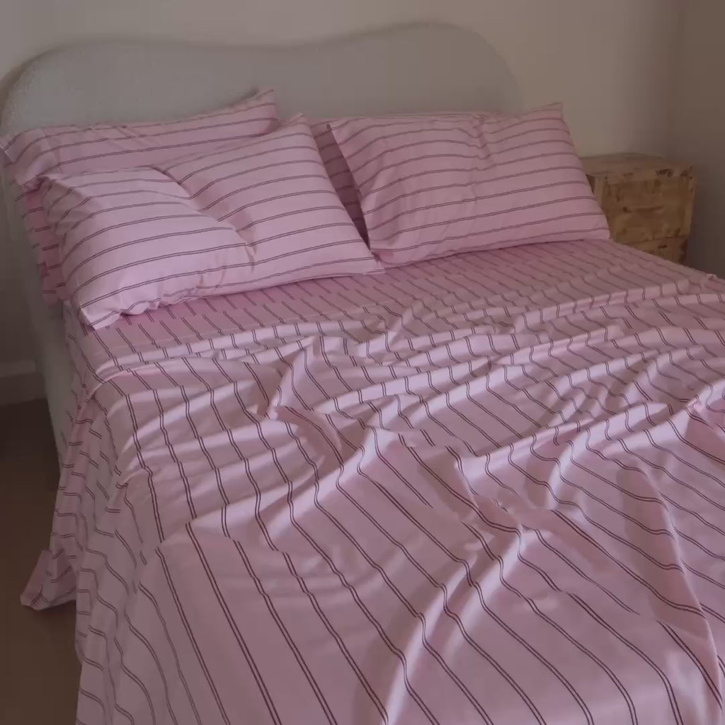 Strawberry and Merlot Stripe bamboo bedding video