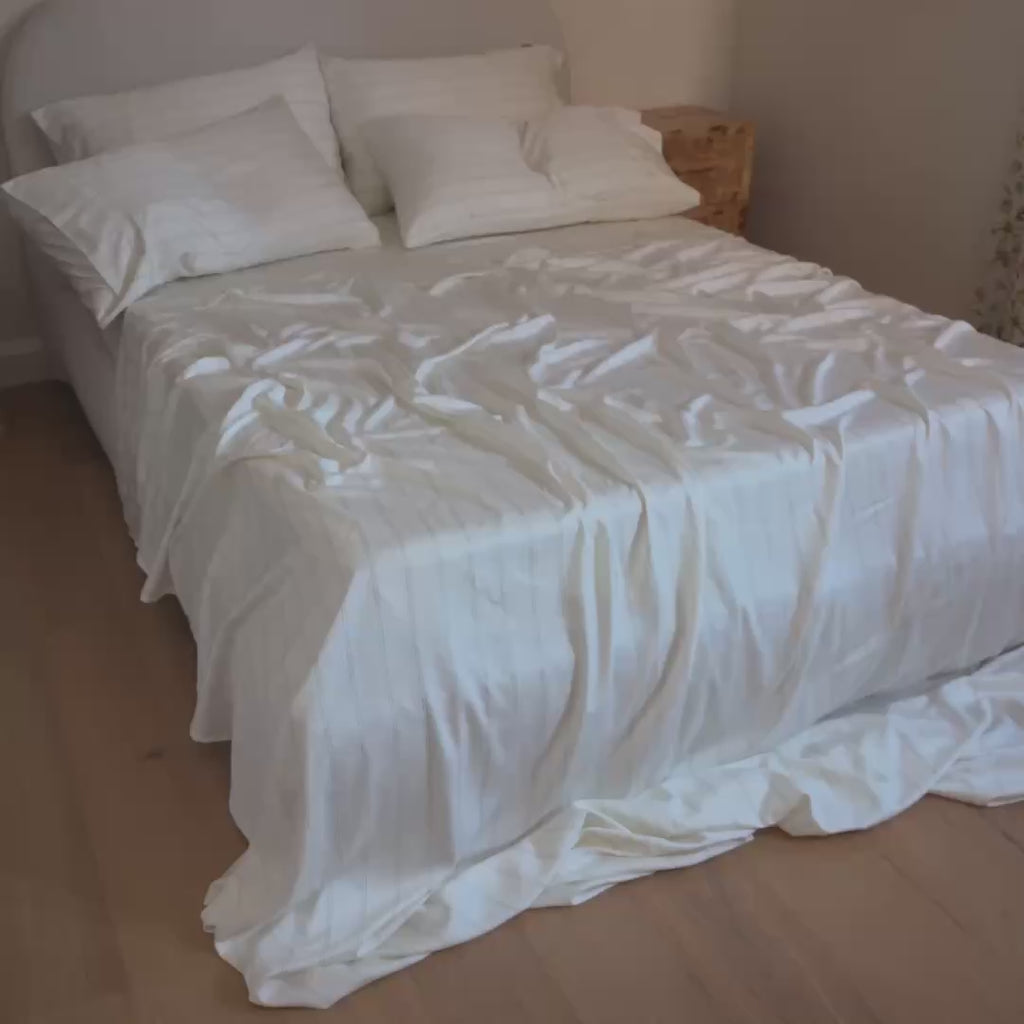 Coconut and Sage Stripe bamboo bedding video