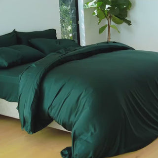 Midnight Pine bamboo bedding video